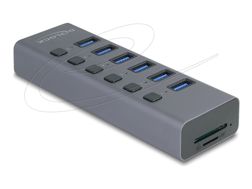 Delock – Hub – 5 Gbit/S, Mit Switch, Sd-/Micro-Sd-Steckplatz – 6 X Usb – Desktop