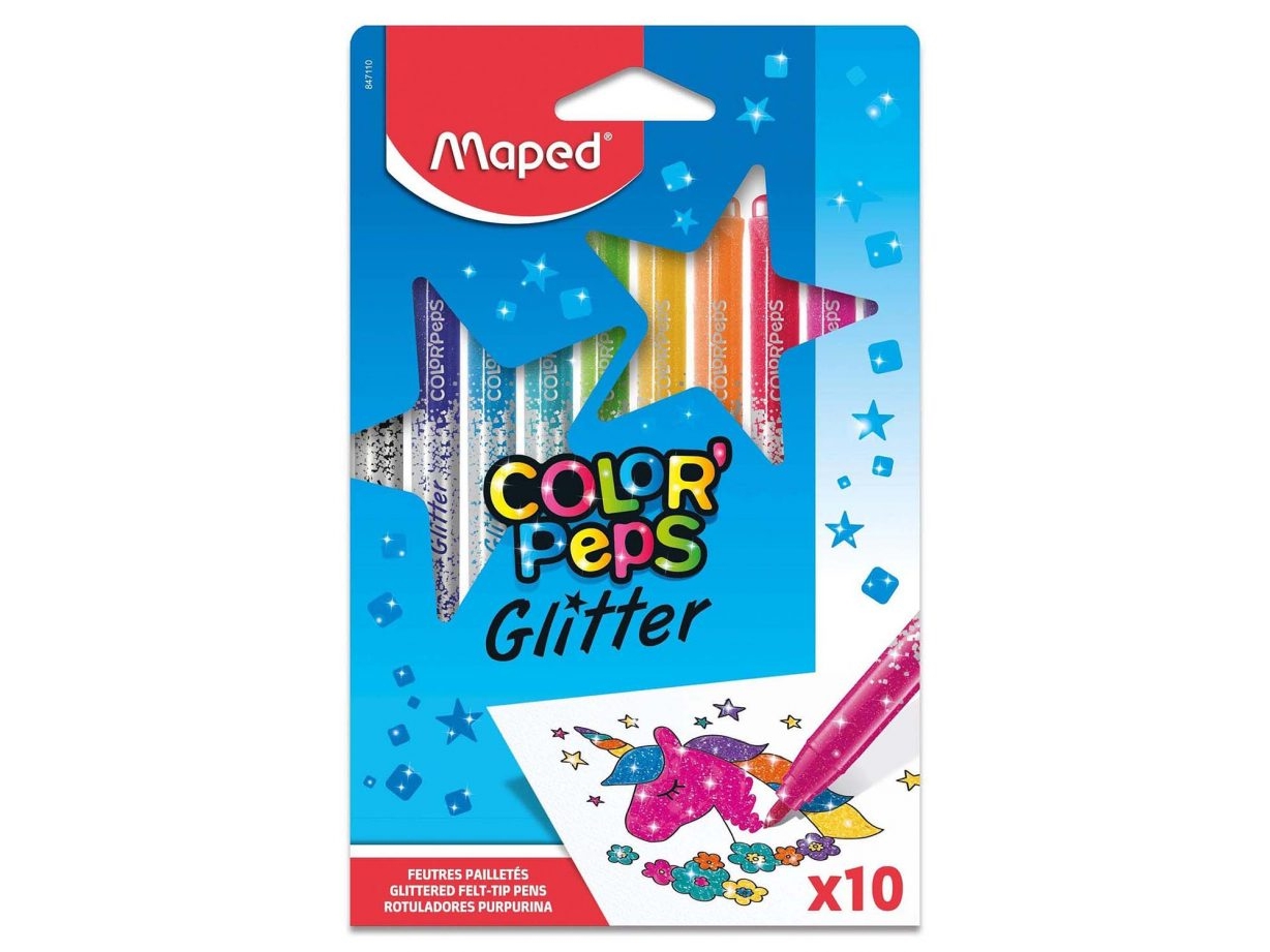 Maped glittermarkører 10 farver MAPED
