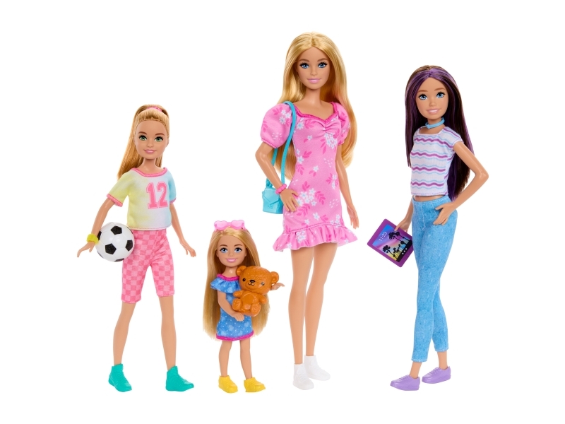 Barbie -dukkesæt med tøj og tilbehør indeholder , Skipper, Stacie og Chelsea, Mode dukke, Pige, 3 År, Pige, 300 mm, 50 g