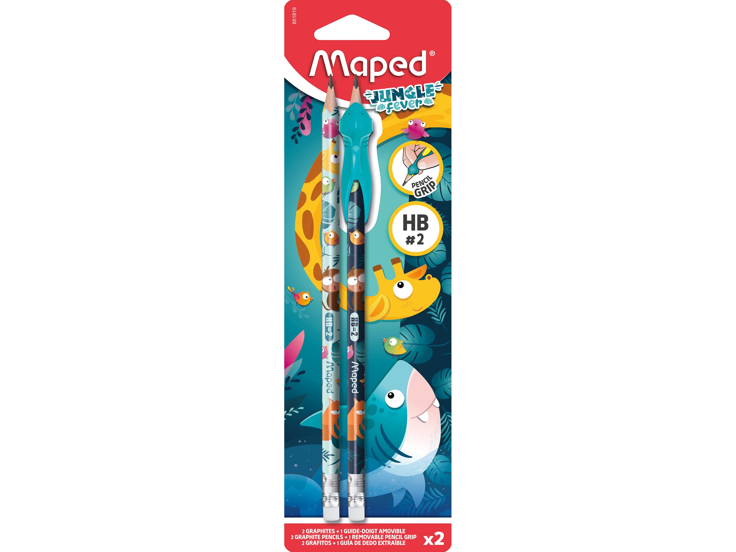 Maped 851819, HB, Flerfarvet, Blister, 2 stk