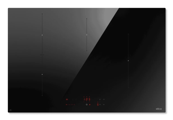 Elica Ratio Connex 804 Plus, Musta, Kiinteä, 80 cm, Keittoalueinduktioliesi, Lasi, 4 alue(tta)