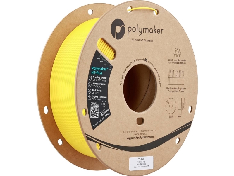 Polymaker Pa17008 Ht-Pla Filament Pla-Plast, Ht-Pla Varmebestandig, Highspeed Filament 1.75 Mm 1000 G Gul, Gul 1 Stk