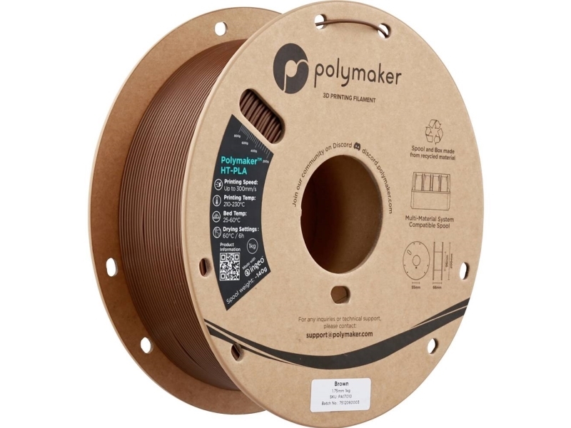 Polymaker Pa17010 Ht-Pla Filament Pla-Plast, Ht-Pla Tåler Høje Temperaturer, Highspeed Filament 1.75 Mm 1000 G Brun 1 Stk