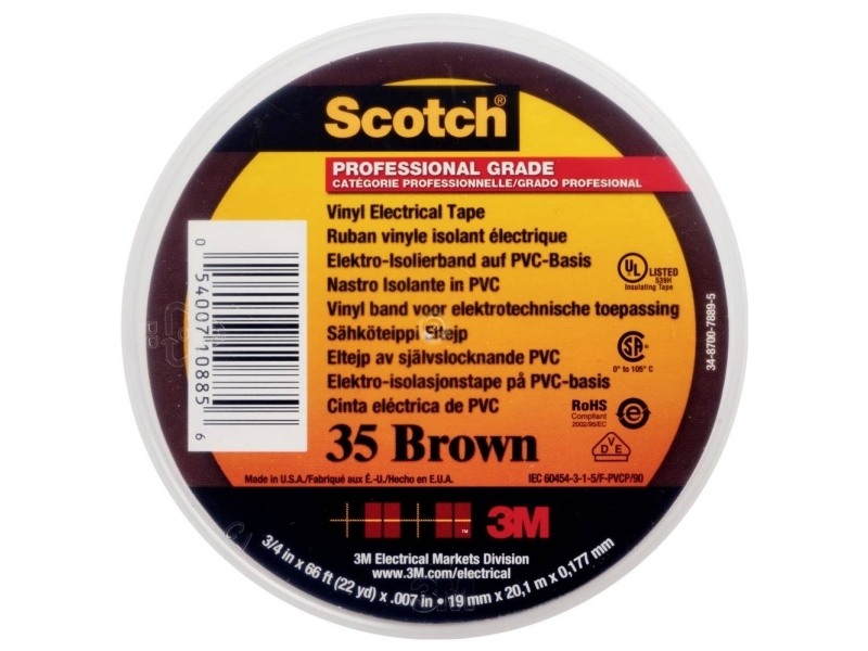 Scotch® 35 ruskea värinkestävä merkintä- ja eristysteippi 19 mm x 20 m, 0,18 mm paksuinen