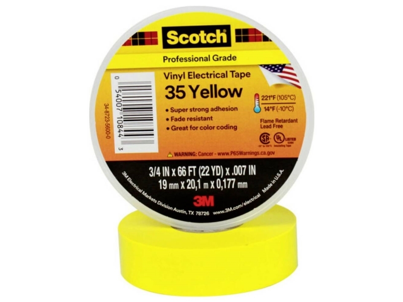 3M 7100238736, 1 kpl, Keltainen, PVC-muovi, 600 V, Kupla, UL Listed, VDE, CSA Certified, RoHS 2015/863/EU Compliant