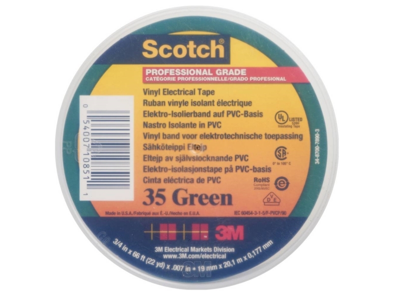 3M 35-GREEN-3/4, Blister, UL, CSA, RoHS 2011/65/EU, 20,1 m, 0,1778 mm