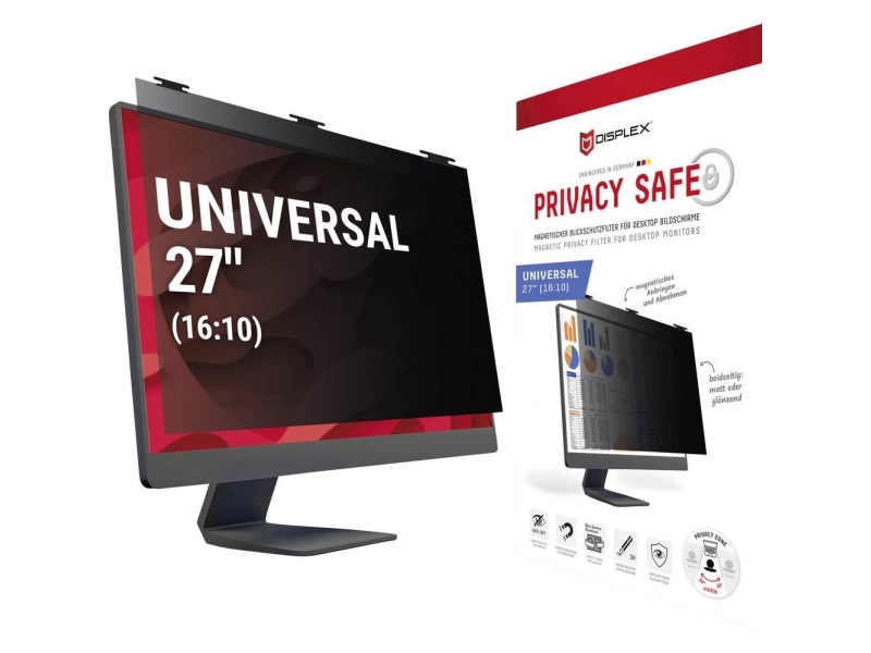 Displex Privacy Safe Magnetischer 2-Wege Blickschutzfilter Für Desktop Monitor 27'''' (16:10), 68,6 Cm (27"), 16:10, Monitor, Rahmenloser Blickschutz