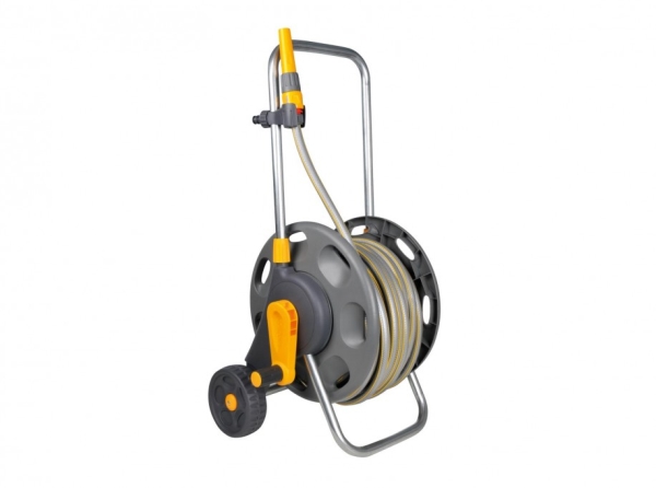 Hozelock 60 M Montierter Schlauchwagen Mit 50-M-Schlauch, Standrolle, Manuell, Funktional, Grau, Pvc, Freistehend