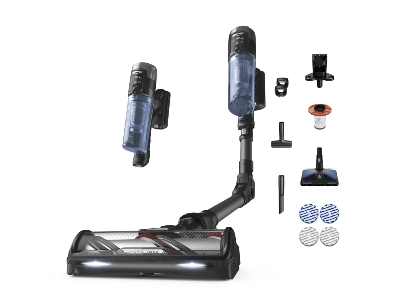 Rowenta X-Force Flex 12.60 Neo, Cordless Stick Vacuum Cleaner, Allergy Aqua, Deep-Cleaning Power, 2-In-1-Stabstaubsauger, Beutellos, Blau, Grau, Rech