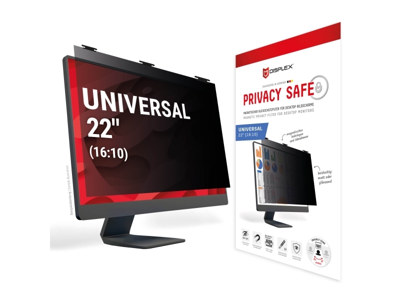 Displex 02085, 55,9 Cm (22"), 16:10, Monitor, Rammeløst Display Privatlivsfilter, 3H, Blank/Mat