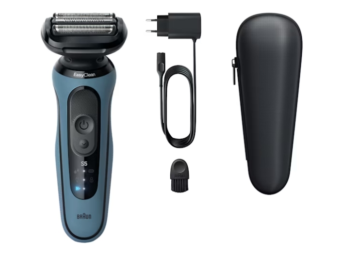 Braun Series 5 52-A1000s, Folierakapparat, Blå, Knappar, Batteri, Inbyggt batteri, 50 min