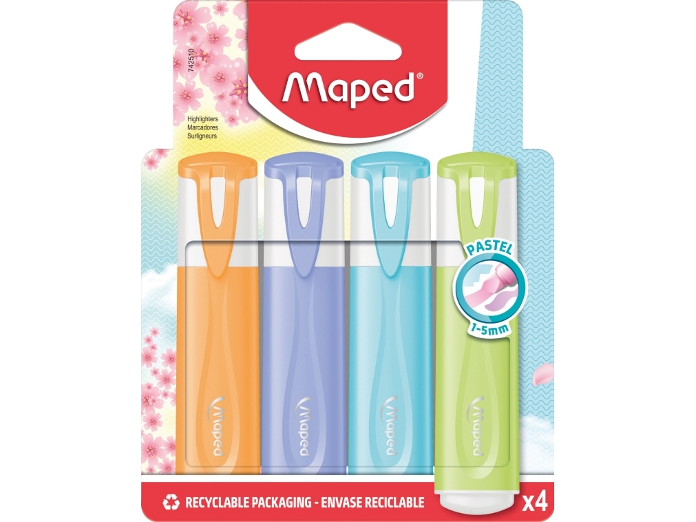 Klassischer Neuer Pastell-Highlighter-Mix 4Pcs Maped