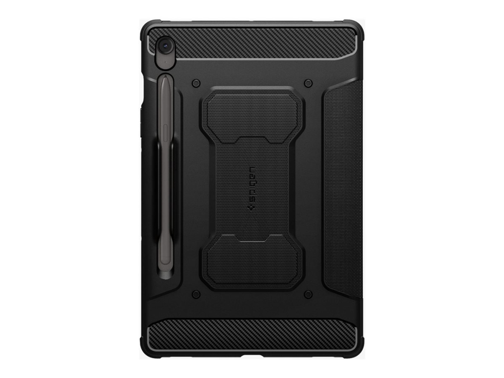 Spigen Rugged Armor Pro - Flipomslag til tablet - termoplastisk polyuretan (TPU) - mat sort - for Samsung Galaxy Tab S10 FE+