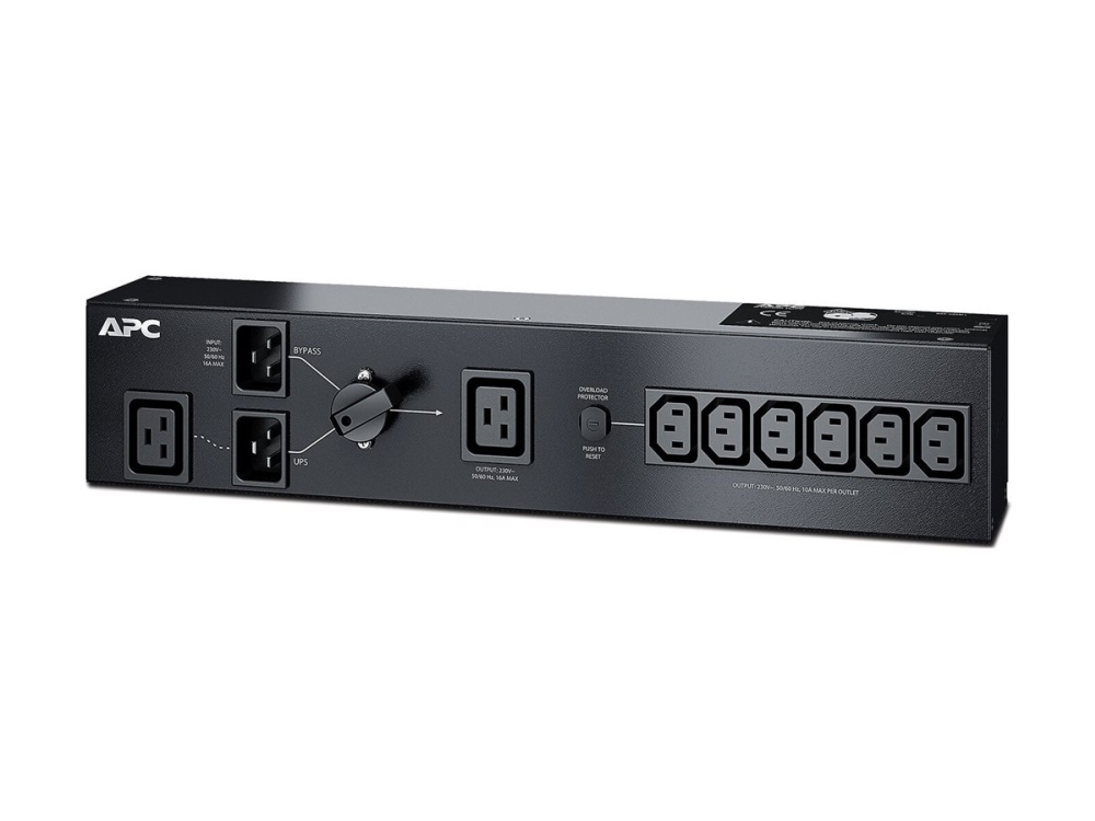 APC Service Bypass Panel - Strømfordelingsenhed (rackversion) - AC 230 V - 3000 VA - input: IEC 60320 C20 - output-stikforbindelser: 8 - 2U - sort - for P/N: SRTL2K2RM1UWC, SRTL3KRM1UIC, SRTL3KRM1UINC, SRTL3KRM1UWC, SRTL3KRM1UWNC