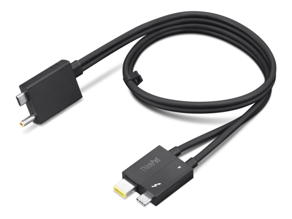 Lenovo Split Cable - Thunderbolt Kabel - Usb-C/Strøm Dc Jackstik Til Usb-C, Slim Tip - Thunderbolt 4 - 70 Cm - Sort - For Thinkcentre M75t Gen 2 11W5