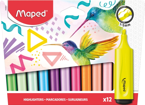 Maped Fluopeps Highlighters, sæt med 12 ass. Farver