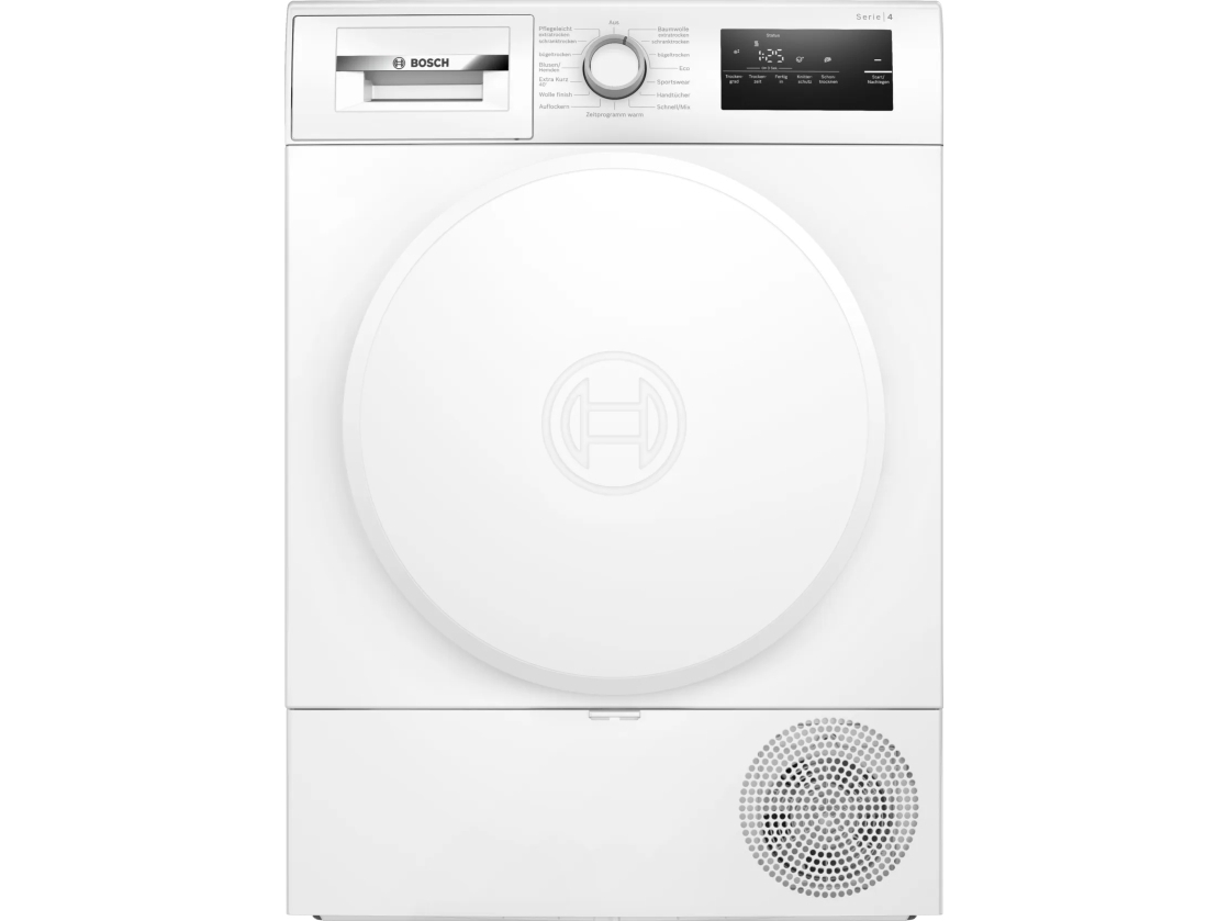 Bosch Serie 4 WTH83V04, Vapaasti seisova, Edestä täytettävä, Kondensoituminen, Valkoinen, Rotaatio, Oikea
