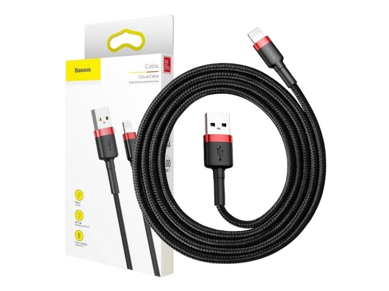 Baseus Cafule - Lightning-kabel - Lightning han til USB han - 1 m - sort, rød