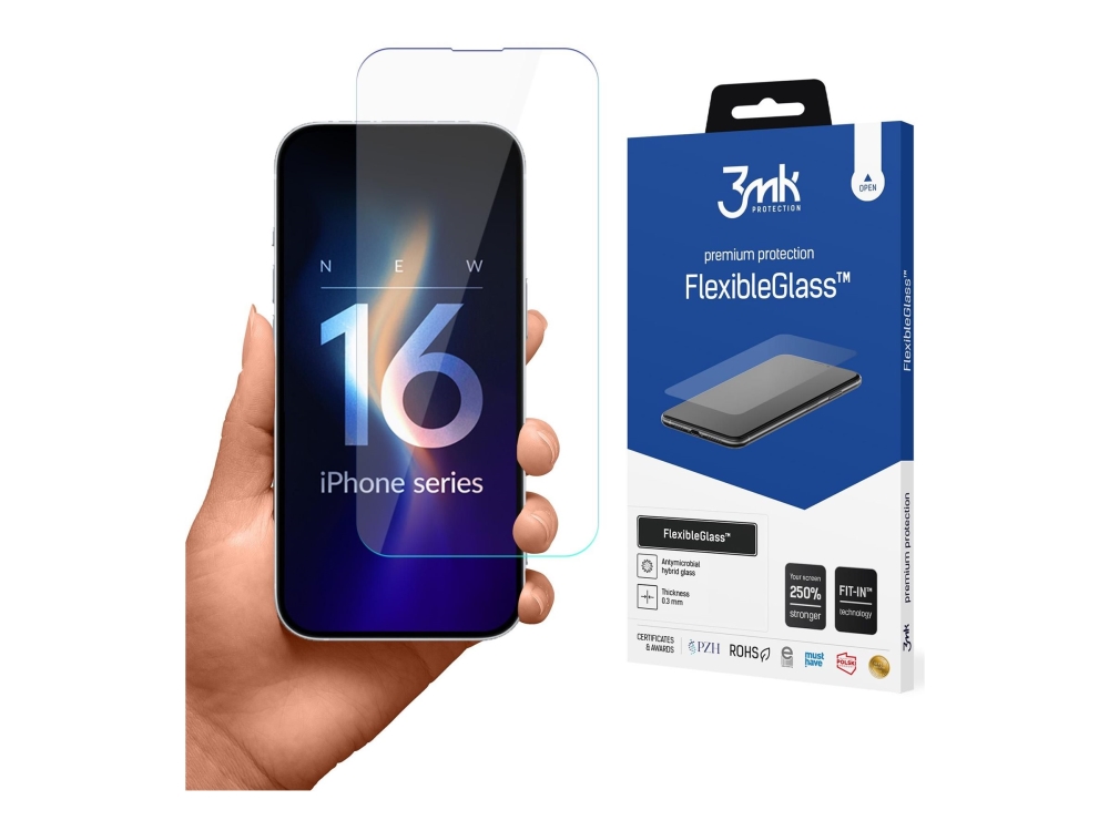 3Mk Flexibleglass - Skærmbeskytter For Mobiltelefon - Brudsikker - Glas - For Apple Iphone 16