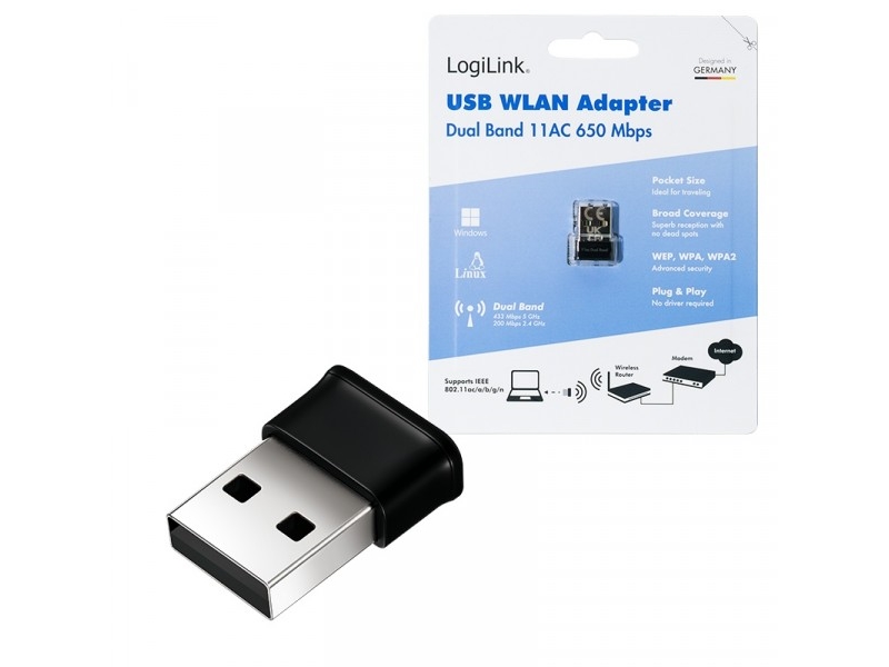 Logilink Wireless-Usb-Wlan-Netzwerkadapter, 11Ac, 650 Mbit
