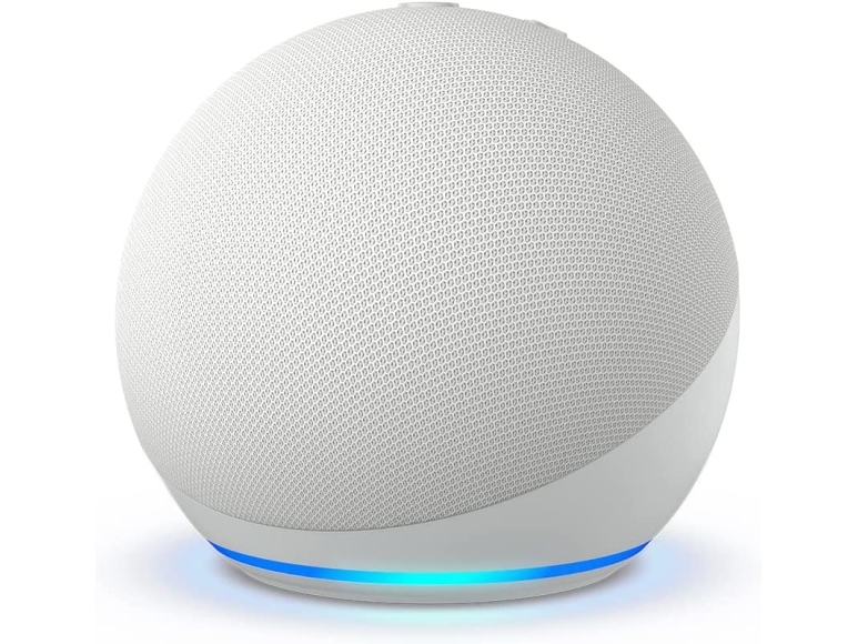 Amazon Echo Dot (5th generation), Amazon Alexa, Sfærisk, Hvid, Glacier White, Tysk, Engelsk, Spansk, Fransk, Italiensk, Trådløs