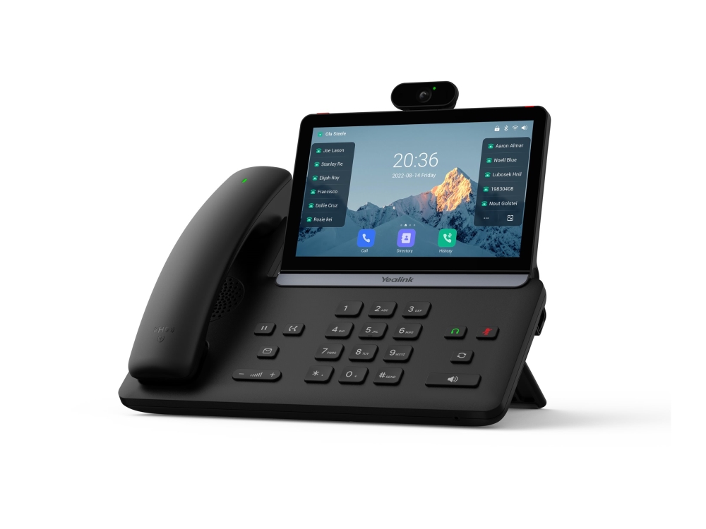 Yealink SIP-T88V Pro - VoIP-telefon - med frontdigital kamera (5 MP) med opkalds-ID/opkald venter - IEEE 802.11a/b/g/n/ac/ax (Wi-Fi) / Bluetooth 5.0 - 10-vejs opkaldskapacitet - SIP, SIP v2, ICE