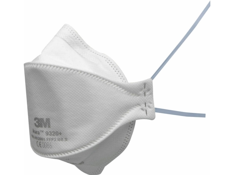 3M 9320+, Fladfold, FFP2, Hvid, Monoton, Aluminium, Polyurethan (PU), One size