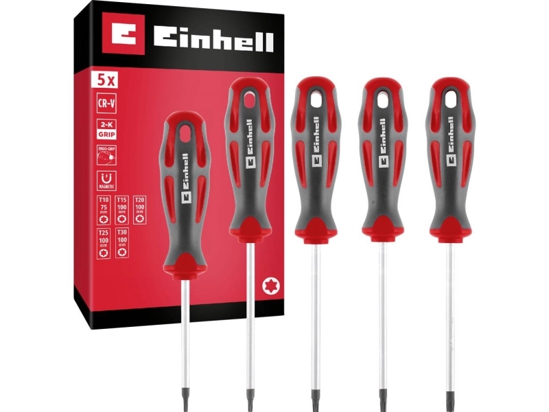 Einhell Universel, Værksted Skruetrækker-Sæt Størrelse T 10, T 15, T 20, T 25, T 30 1 Stk