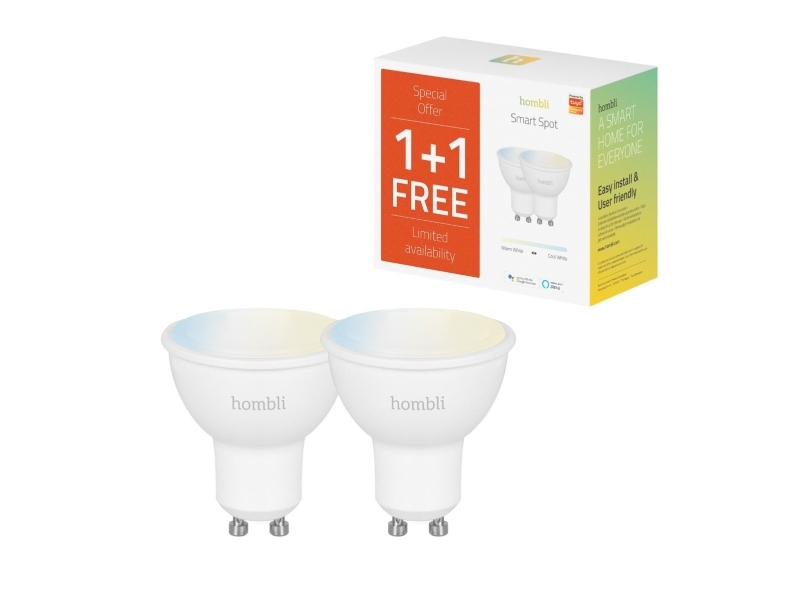 Hombli Smart Spot GU10, Smart pære, Hvid, GU10, Kold hvid, Varm hvid, 350 lm, 4,5 W