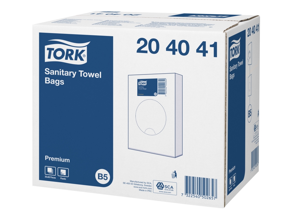 Hygiejneposer, Tork 204041, HxB: 26 x 15 cm, Hvid, pakke med 25 stk