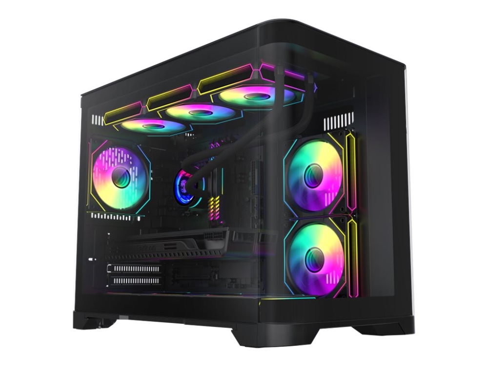 Gamemax Infinity Hype-M Bk - Mikroetui - Micro Atx - Sidepanel Med Vindue (Hærdet Glas) - Ingen Strømforsyning (Atx) - Sort - Usb/Audio/Mic