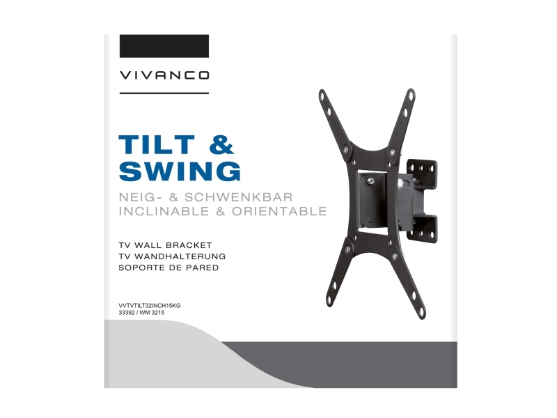 Vivanco TV-vægbeslag, TILT, 43, 15 kg, VESA 200x200