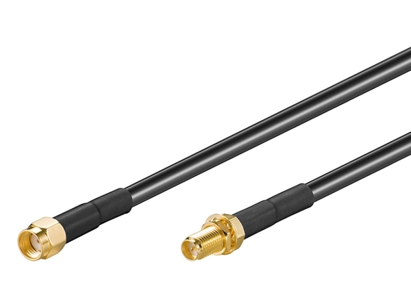 Goobay Antennen-Verlängerungskabel Für Wlan-Geräte, 2M, 2 M, Lmr195, Rp-Sma, Rp-Sma, Schwarz