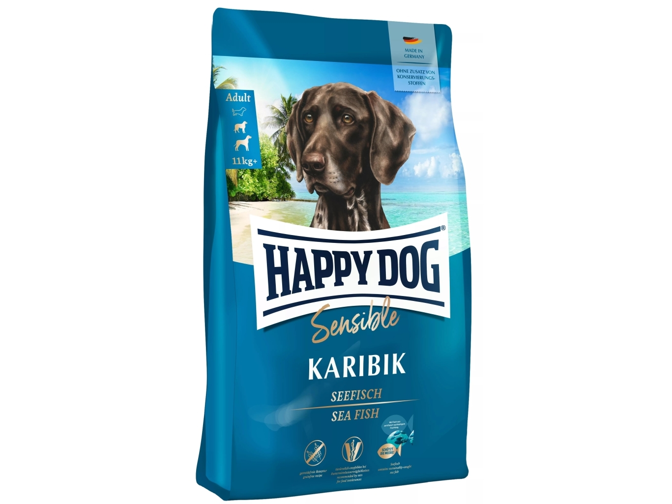 Happy Dog Sensible Karibik, Adult, Jede Rasse, Fisch, 11 Kg, Gluten-Frei