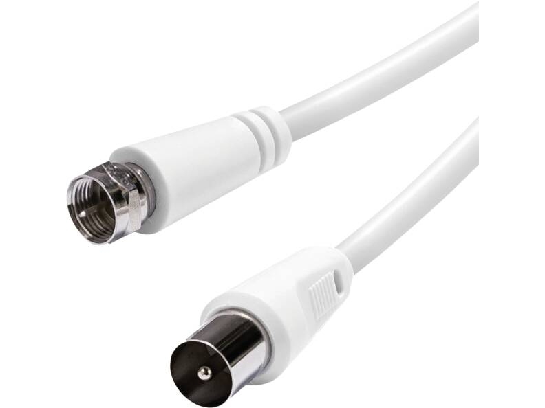 Vivanco VVSAT30COAXMMW, 3 m, F-typ, Koaxial, Vit | Datortillbehör - Kablar & adaptrar - Bildkablar | GameStuff