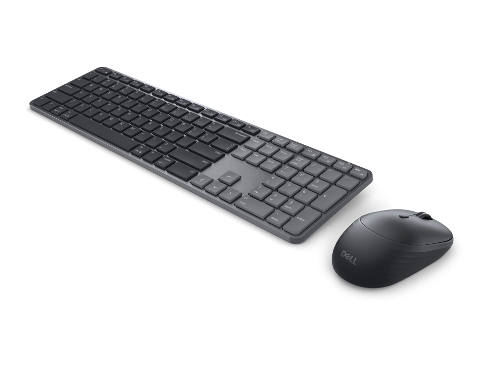 Dell Pro 7 Slim Km726, Kabellos, Rf Wireless + Bluetooth, Scherenschalter, Qwerty, Schwarz, Maus Enthalten