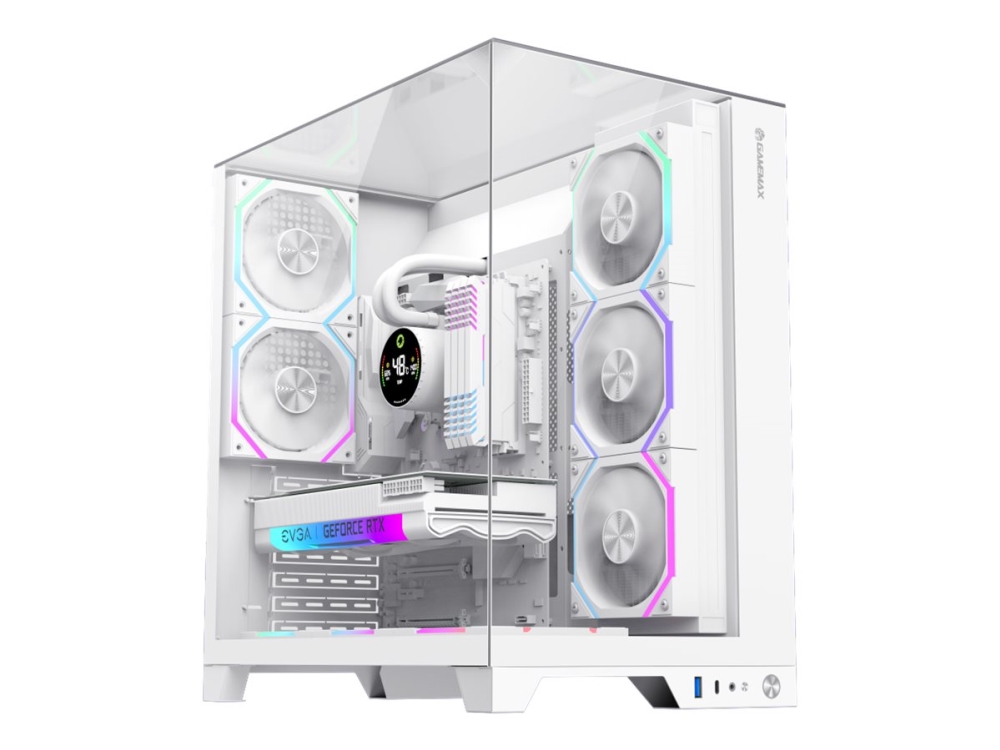 Gamemax Infinity Pro Wh - Midi-Tårn - Atx - Sidepanel Med Vindue (Hærdet Glas) - Ingen Strømforsyning (Atx) - Hvid - Usb/Audio/Mic