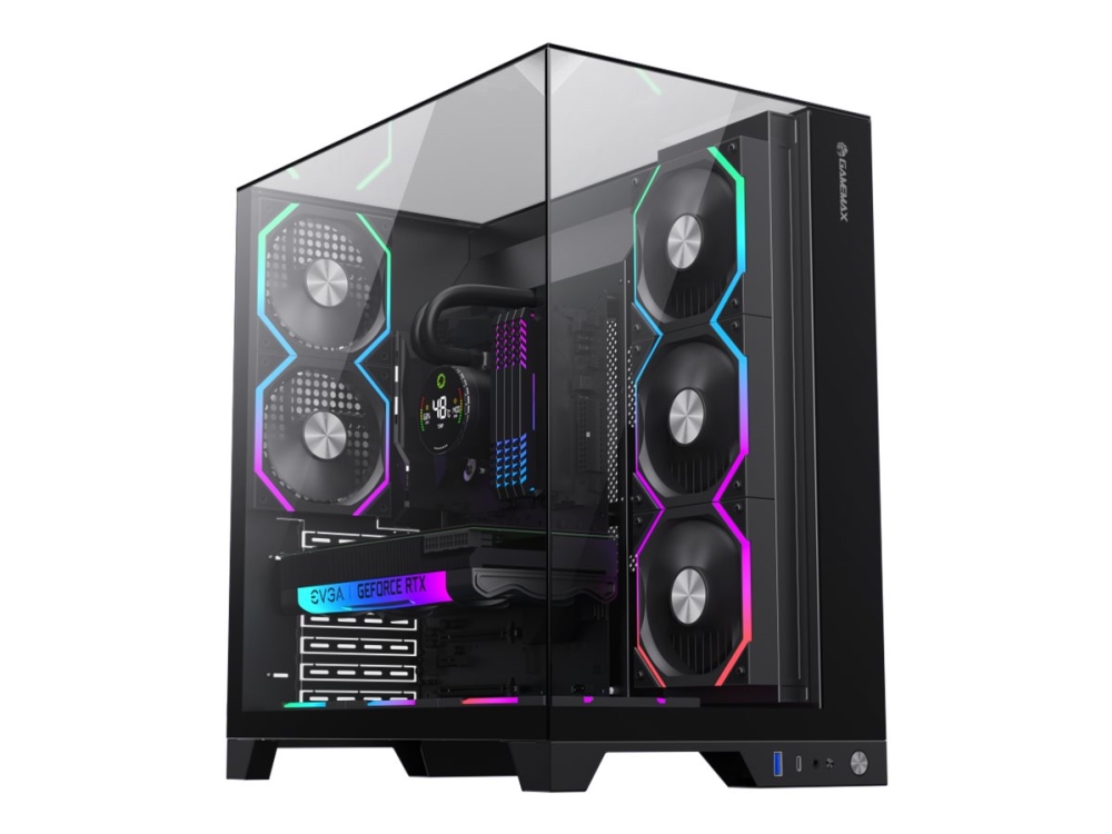 Gamemax Infinity Pro Bk - Midi-Tårn - Atx - Sidepanel Med Vindue (Hærdet Glas) - Ingen Strømforsyning (Atx) - Sort - Usb/Audio/Mic
