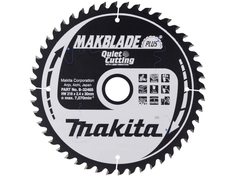 Makita Makblade Plus Handkreissäge | Sägeblatt-Durchmesser: 216 Mm | Bohrungsdurchmesser: 30 Mm | Zahnezahl: 48