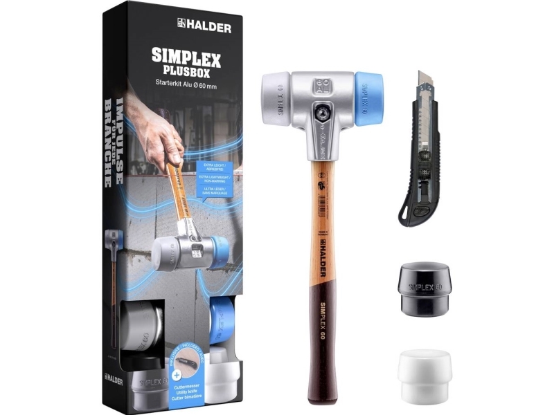 Halder SIMPLEX-Plusbox Starterkit Alu 3113s004 Gummihammer blød , Middelhård 1430 g 155 mm 1 stk
