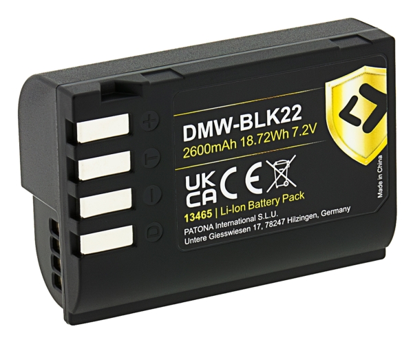 Akku Patona Protect Dmw-Blk22 2250Mah / 16.2Wh Für Panasonic Dc-S5, G9, Gh5, Gh5s
