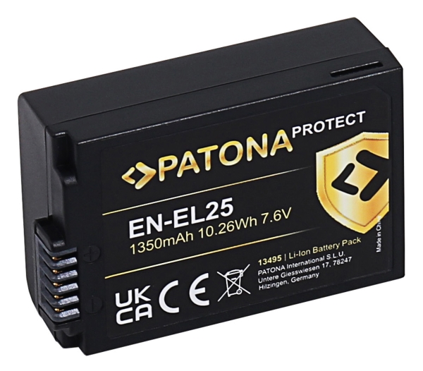 Patona Protect Akku F. Nikon Z30 Z50 Z Fc En-El25, Nikon, 1350 Mah, 7,6 V, Lithium-Ion (Li-Ion)