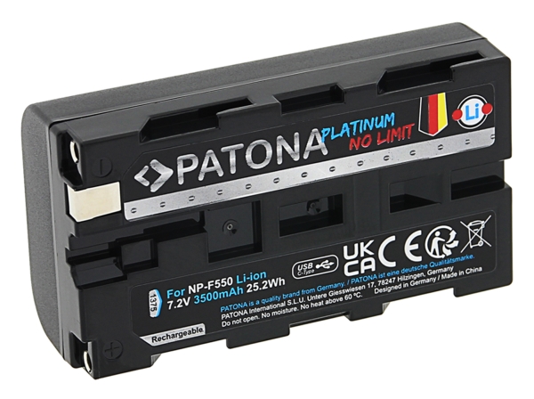 Patona Platinum Akku Mit Usb-C Input Für Sony Np-F550 F330 F530 F750 F930 F920, Sony, 3350 Mah, 7,2 V, Lithium-Ion (Li-Ion)