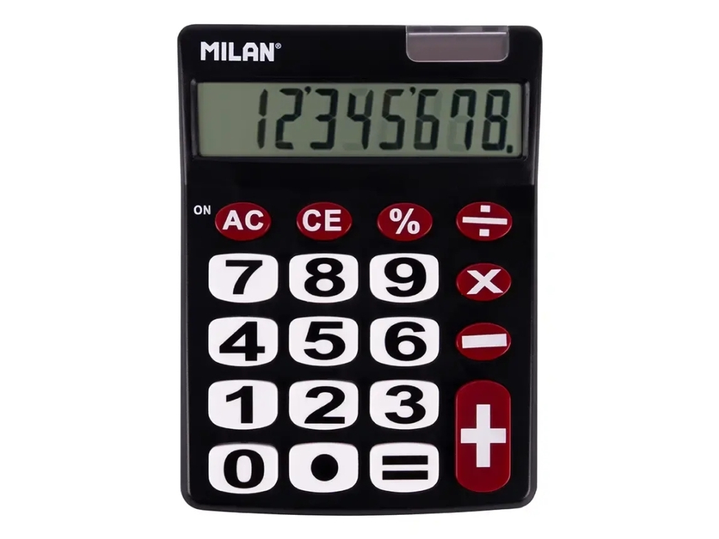 Milan 151708Bl, Desktop, Basis, 8 Cifre, Batteri/Solar, Sort