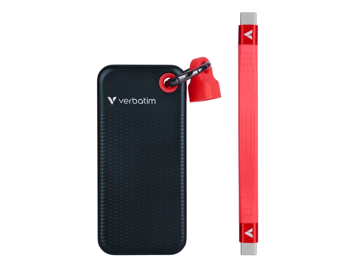 Verbatim Pocket Ssd, 512 Gb, Usb Type-C, 3.2 Gen 2 (3.1 Gen 2), 1000 Mb/S, 10 Gbit/Sek., Sort, Rød
