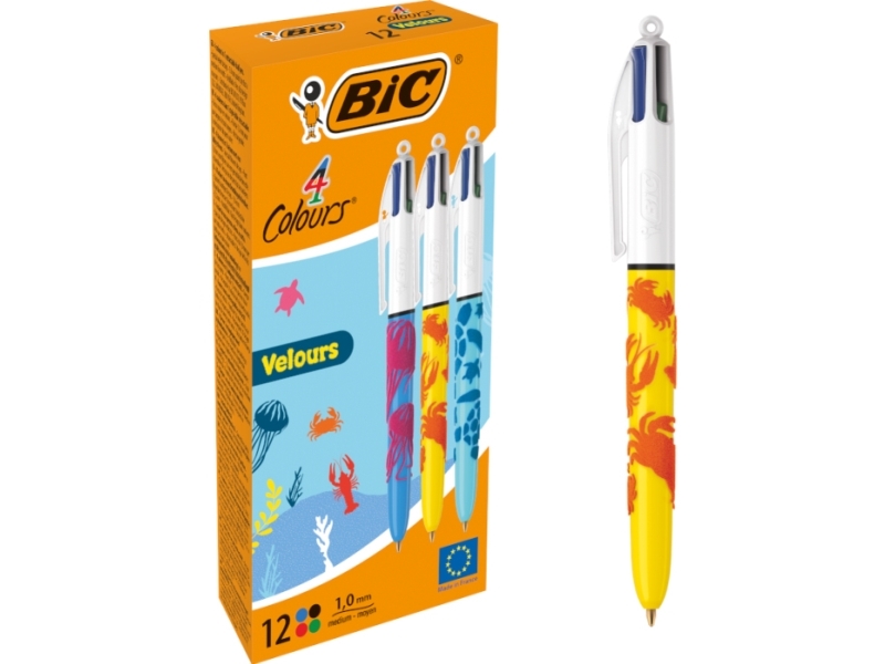 Bic 4 Colours, Kuglepen Med Flere Funktioner, Flerfarvet, 12 Stk, Mellem