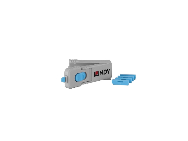 Lindy 40324, Portblokering + nøgle, DisplayPort, Blå, Acrylonitrilbutadienstyren, 5 stk, Polybag