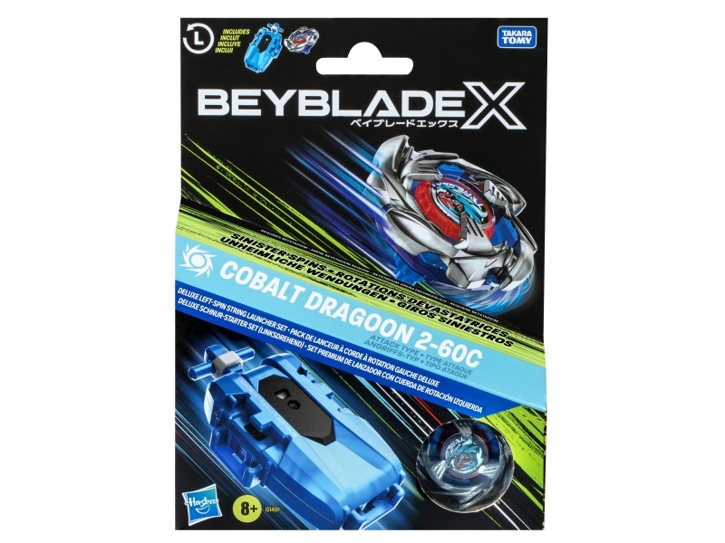 Beyblade X Cobalt Dragoon 2-60C Launcher-sæt, 8 År