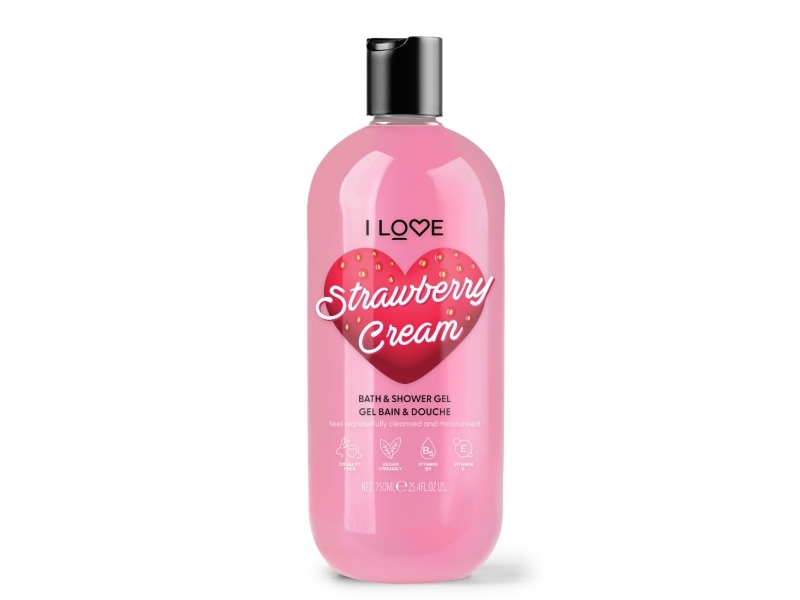 I Love, Strawberries & Cream, Hydrating, Shower Gel, For All Skin Types, 750 ml | Kläder & Säkerhet - Hygien - Tvål & kräm | GameStuff