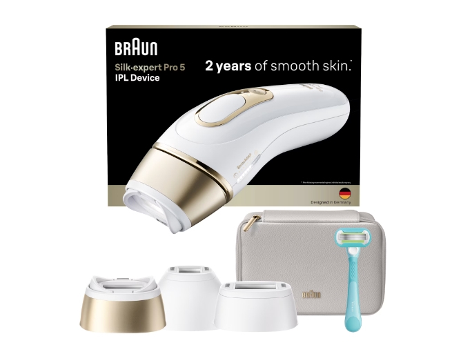 Braun Silk-expert Pro Silk expert Pro 5, Intense Pulsed Light (IPL), Hvit, Gull, AC, 100 - 240 V, 50/60 Hz, 70 mm